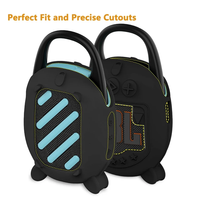 Alt view image 7 of 7 - Protective Case for JBL Clip 5 Portable Bluetooth Speaker Hard Carrying Case and Silicone Cover for CLIP 5 Speaker, Stand Up Holder and Carrier (Black Case)