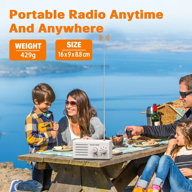 Alt view image 5 of 7 - AM FM Radio Portable with Best Reception Transistor Radio Plug in Wall Battery Powered, Loud Speaker, Small Radios for Home Outdoor Office Desk Use, Gift for Elders