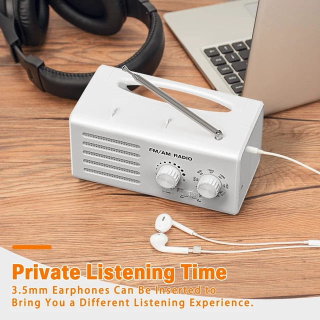 Alt view image 7 of 7 - AM FM Radio Portable with Best Reception Transistor Radio Plug in Wall Battery Powered, Loud Speaker, Small Radios for Home Outdoor Office Desk Use, Gift for Elders