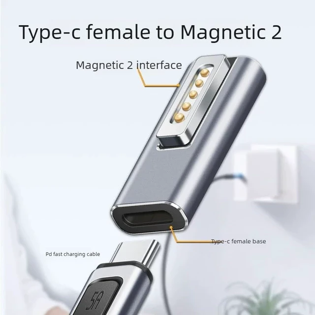 Alt view image 3 of 6 - USB Type C Male to Female Adapter for Magnetic 2, Supports 85W/60W/45W Fast Charging