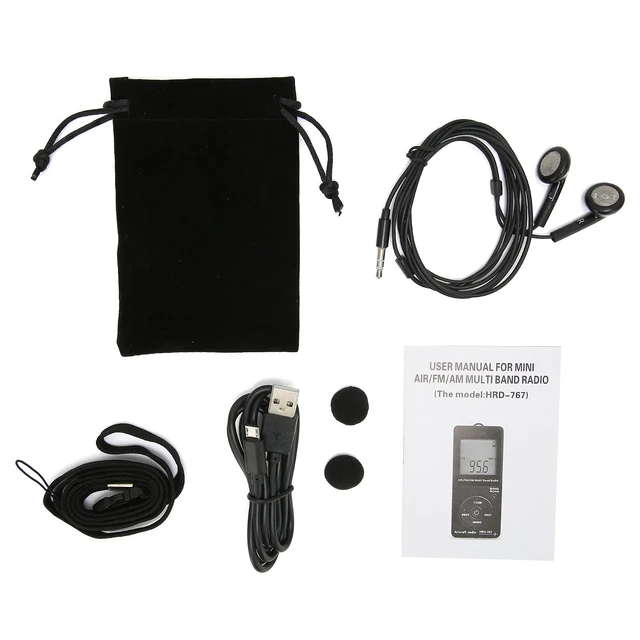 Alt view image 7 of 7 - Aircraft Band Radio Receiver, Hand-held AM FM Portable FM/AM/AIR Band Radio with Backlit LCD Display, Earphone and Sleep Timer, Builtin 400mAh Lithium Battery