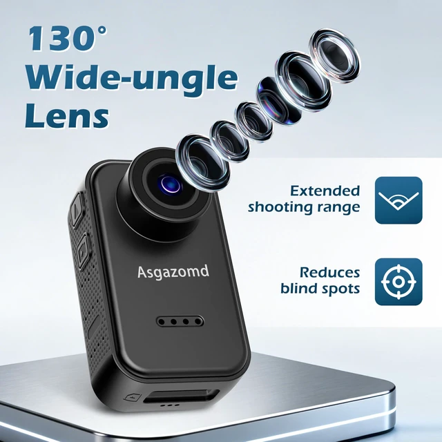 Alt view image 4 of 7 - Mini Body Camera, Wearable Action Body Cam, Thumb Size Hands Free Recording Body Worn Camera, Portable Camcorder Mount Anywhere for Pet Walking, Work, Bike,Sport,Travel (Black, 64GB)