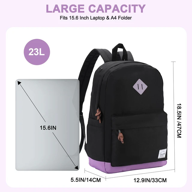 Alt view image 2 of 7 - Backpack for Men Women, Classic Water-resistant Lightweight Travel School Backpack Casual Daypack