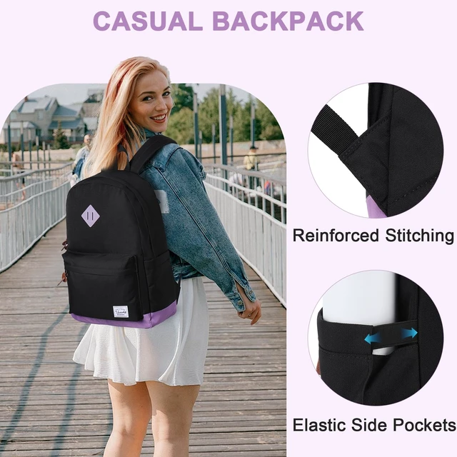 Alt view image 5 of 7 - Backpack for Men Women, Classic Water-resistant Lightweight Travel School Backpack Casual Daypack