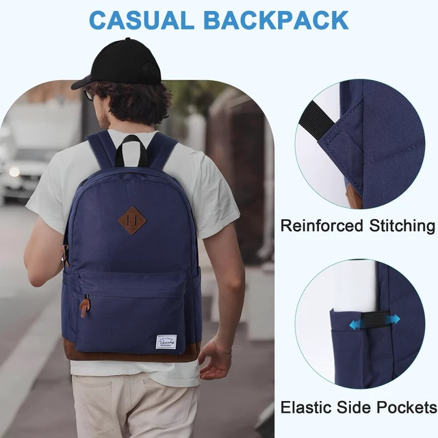 Alt view image 5 of 7 - Backpack for Men Women, Classic Water-resistant Lightweight Travel School Backpack Casual Daypack