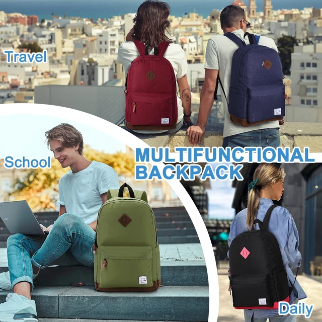 Alt view image 7 of 7 - Backpack for Men Women, Classic Water-resistant Lightweight Travel School Backpack Casual Daypack