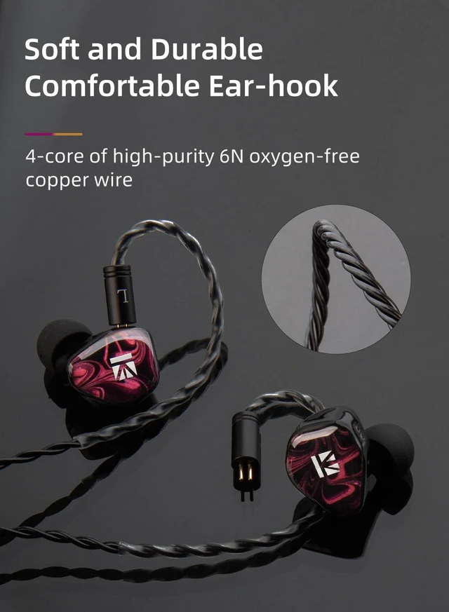 Alt view image 6 of 7 - KBEAR KB01 in Ear Monitor, 10mm Beryllium Diaphragm Dynamic Driver IEMs, HiFi Gaming Earbuds with Clarity Sound 3D-Printed Resin Shell, 6N OFC 2PIN Cable for Musicians Audio Engineers Singers (Red)