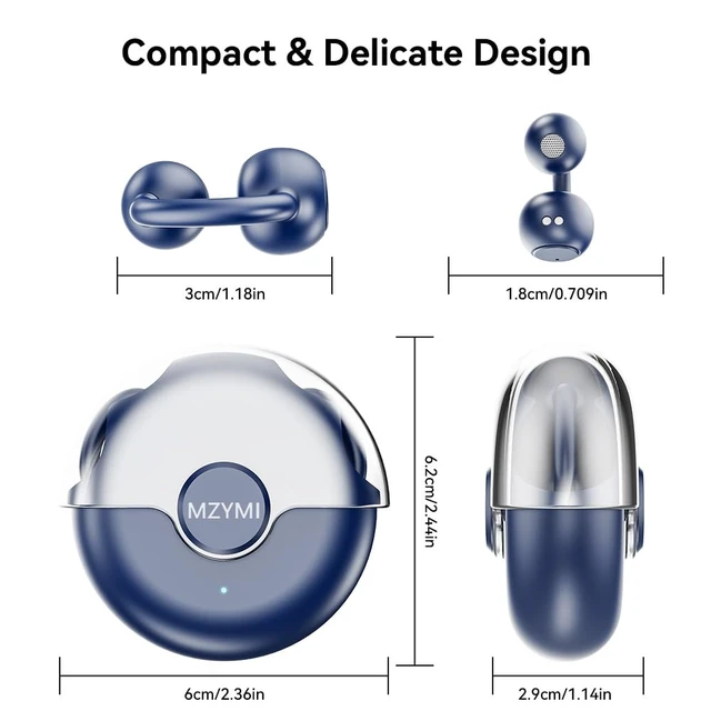 Alt view image 7 of 7 - Open Ear Earbuds, Bluetooth Clip On Headphones for Sports (Dark Blue)