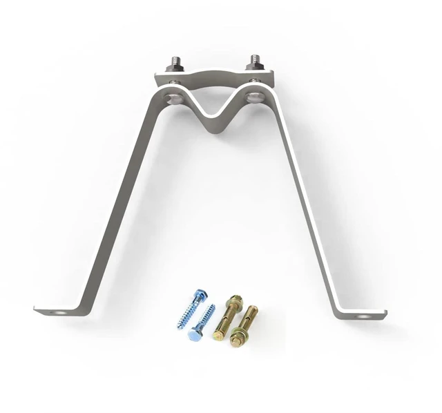 Main image of Heavy Duty Wall Mount 5 1/2" Stand Off Wall Mast Mount Dual Clamps Reinforce Wall-Mounted Masts with 5.5 in Clearance, Steel Bracket and Installation Hardware Included