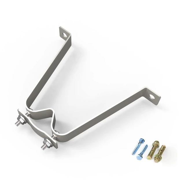 Alt view image 2 of 6 - Heavy Duty Wall Mount 5 1/2" Stand Off Wall Mast Mount Dual Clamps Reinforce Wall-Mounted Masts with 5.5 in Clearance, Steel Bracket and Installation Hardware Included