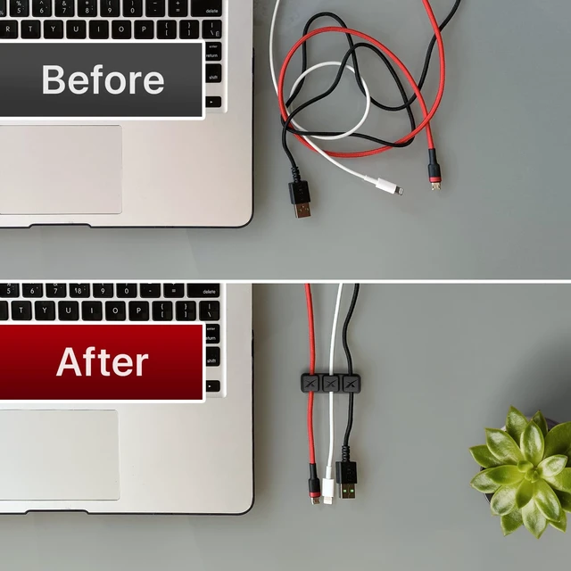 Alt view image 6 of 6 - Magnetic Cable Holders 2 Triples - Premium Cable Clips - Self-Adhesive Cable Holder for Car - Cord Organizer for Desk - Cable Organizer - Black Wire Organizer - Cord Management for Wires!