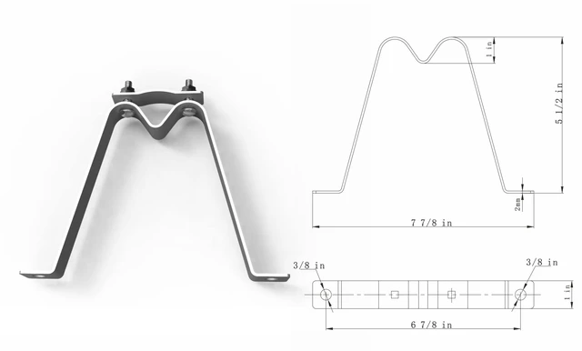 Alt view image 4 of 6 - Heavy Duty Wall Mount 5 1/2" Stand Off Wall Mast Mount Dual Clamps Reinforce Wall-Mounted Masts with 5.5 in Clearance, Steel Bracket and Installation Hardware Included