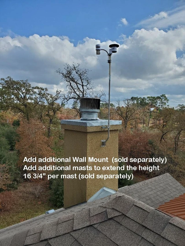 Alt view image 6 of 6 - Heavy Duty Wall Mount 5 1/2" Stand Off Wall Mast Mount Dual Clamps Reinforce Wall-Mounted Masts with 5.5 in Clearance, Steel Bracket and Installation Hardware Included