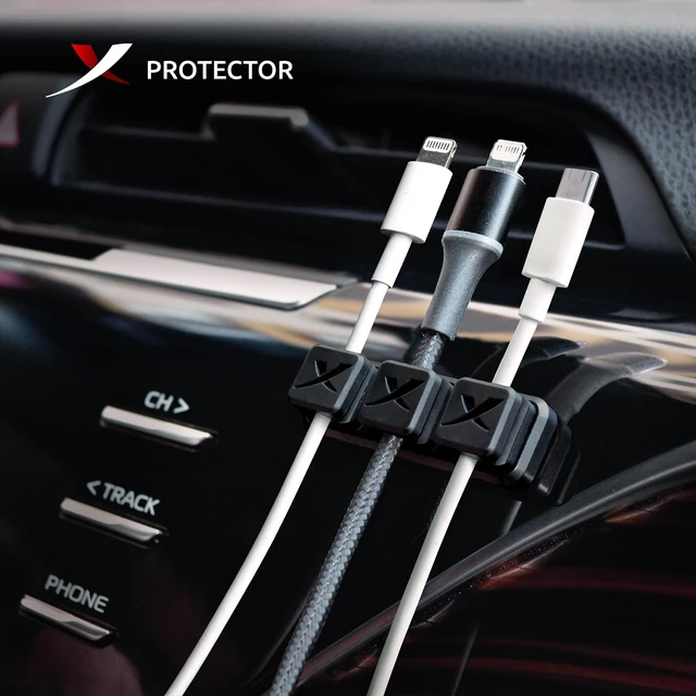 Alt view image 3 of 6 - Magnetic Cable Holders 2 Triples - Premium Cable Clips - Self-Adhesive Cable Holder for Car - Cord Organizer for Desk - Cable Organizer - Black Wire Organizer - Cord Management for Wires!