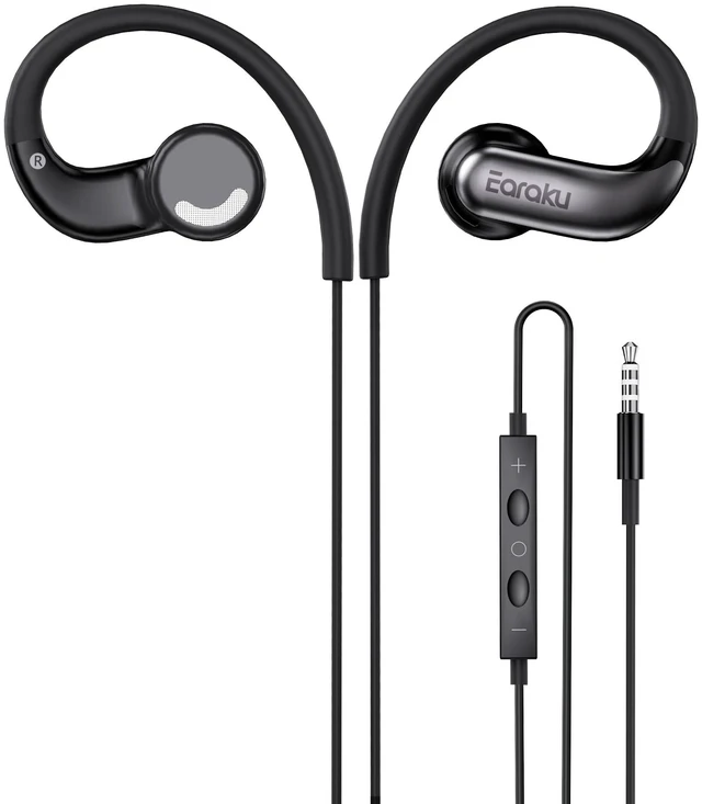 Main image of Wired Open Ear Headphones with Mic,Headphones Wired Open Ear Earbuds 3.5mm 5 ft/1.5 m cord,built-in mic for calls,comfortable open-ear fit for work,home,travel and everyday listening