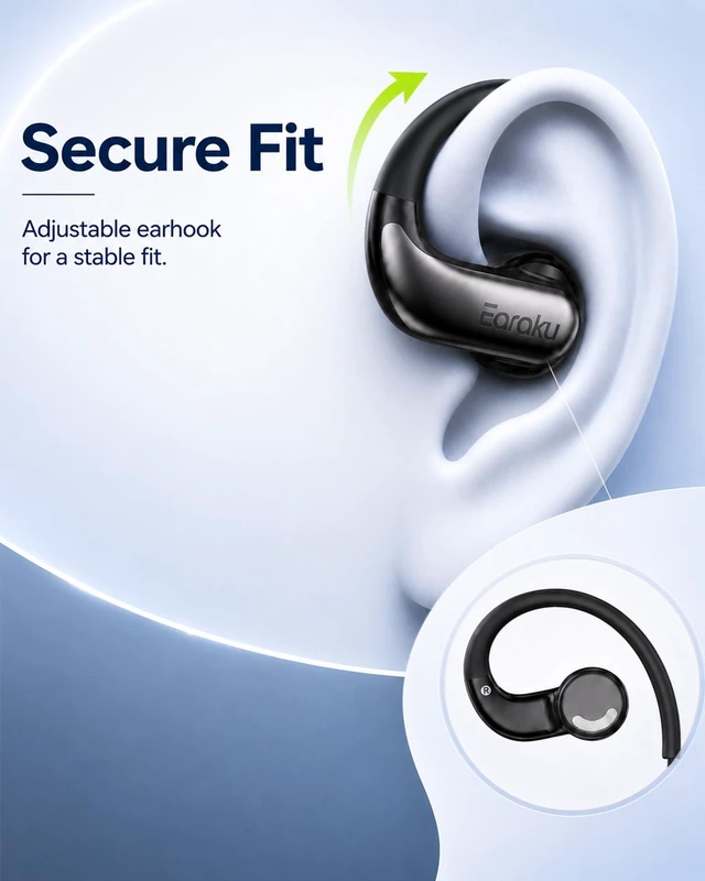 Alt view image 4 of 7 - Wired Open Ear Headphones with Mic,Headphones Wired Open Ear Earbuds 3.5mm 5 ft/1.5 m cord,built-in mic for calls,comfortable open-ear fit for work,home,travel and everyday listening