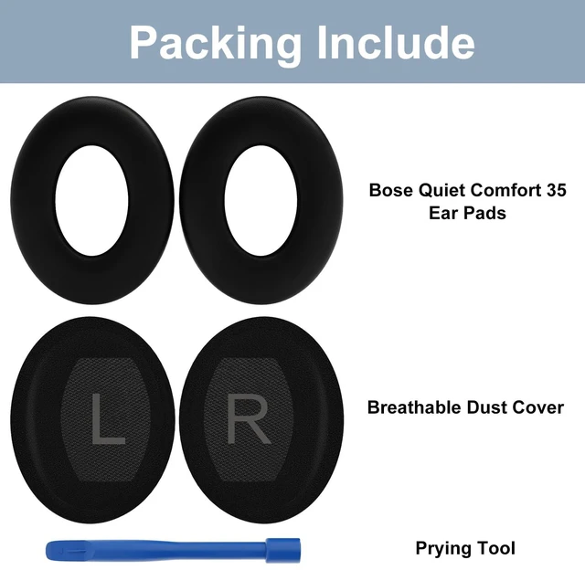 Alt view image 5 of 7 - Replacement Ear Pads for Bose QC45, Pads for Bose QuietComfort 45 /QuietComfort SE/Quiet Comfort Wireless Over-Ear Headphones, Black