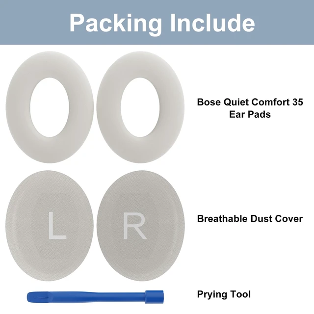 Alt view image 4 of 7 - Replacement Ear Pads for Bose QC45, EarPads for Bose QuietComfort 45 /QuietComfort SE/Quiet Comfort Wireless Over-Ear Headphones, White Smoke