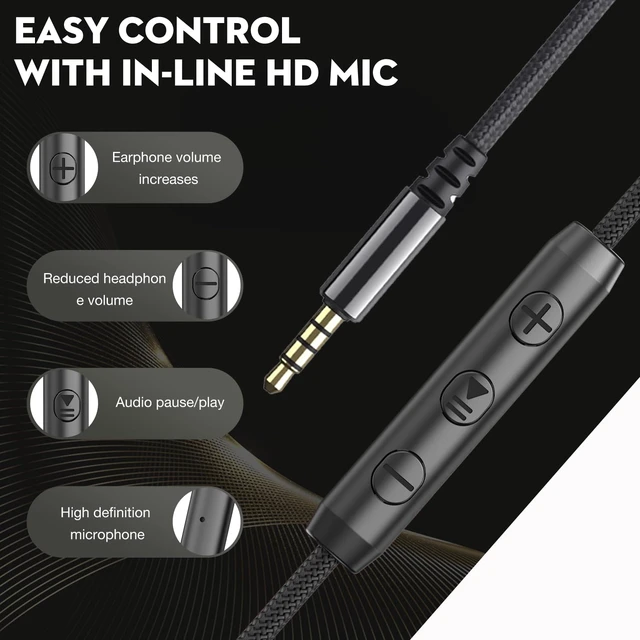 Alt view image 4 of 6 - Headphones Wired with Mic, 3.5mm Headset for Adult/Teens Volume Control, Stereo Sound, Adjustable headband, Comfortable Fit, Foldable Headphones for Laptop/Tablets/Travel, Black