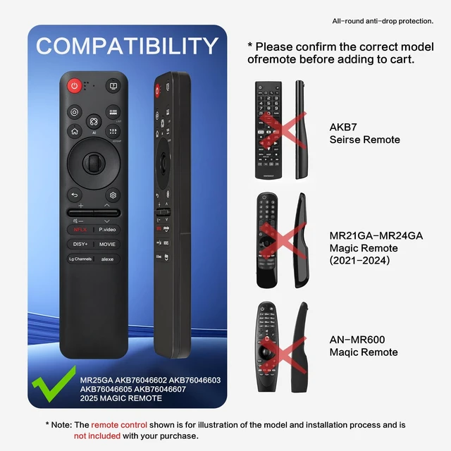 Alt view image 2 of 7 - Silicone Cover for LG MR25GA/MR26GA Remote with Lanyard, Blue Precision-fit silicone case for LG MR25GA/MR26GA. Cutouts ensure full access to all buttons, ports & center controls