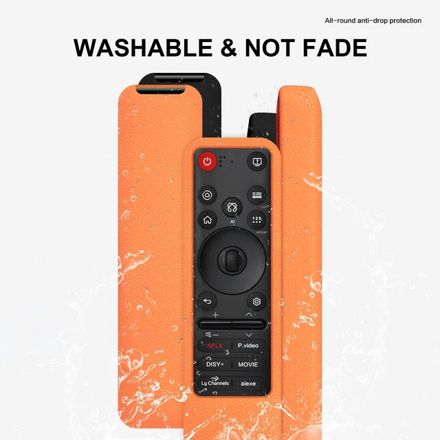 Alt view image 5 of 7 - Silicone Cover for LG MR25GA/MR26GA Remote with Lanyard, Orange Precision-fit silicone case for LG MR25GA/MR26GA. Cutouts ensure full access to all buttons, ports & center controls