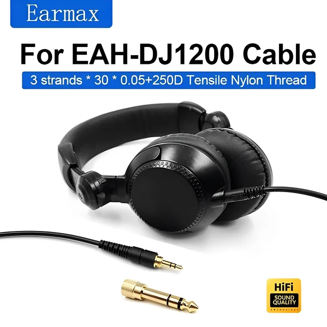 Alt view image 3 of 7 - 5N High-Purity OFC Cable Compatible with Technics EAH-DJ1200 Headphone & 6.35mm Gold-Plated Adapter Plus 3.5mm Plug, HiFi Sound Quality (6.5ft/200cm)