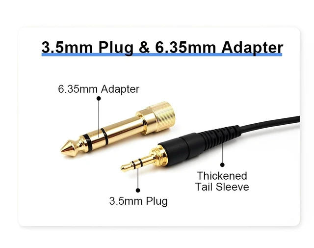 Alt view image 5 of 7 - 5N High-Purity OFC Cable Compatible with Technics EAH-DJ1200 Headphone & 6.35mm Gold-Plated Adapter Plus 3.5mm Plug, HiFi Sound Quality (6.5ft/200cm)