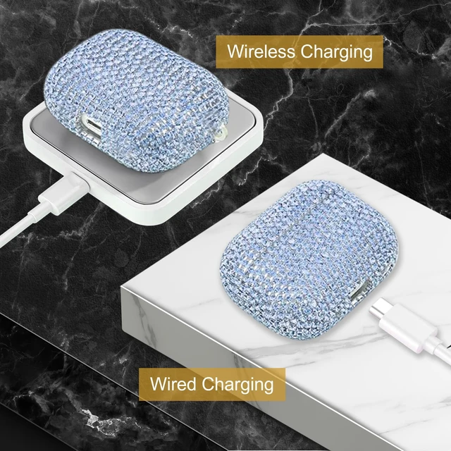 Alt view image 4 of 7 - Bling Case Compatible with AirPods Pro 2nd / 1st Generation, Sparkling Diamond Case for AirPods Pro 2 Case Bling Rhinestones Case for Women, Shockproof Protective Cute Cover with Keychain (Blue)