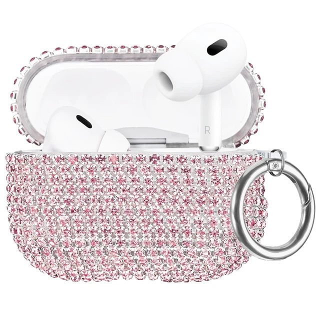 Main image of Bling Case Compatible with AirPods Pro 2nd / 1st Generation, Sparkling Diamond Case for AirPods Pro 2 Case Bling Rhinestones Case for Women, Shockproof Protective Cute Cover with Keychain (Pink)
