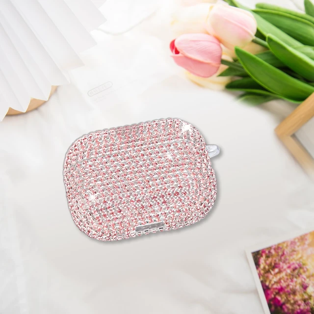 Alt view image 5 of 7 - Bling Case Compatible with AirPods Pro 2nd / 1st Generation, Sparkling Diamond Case for AirPods Pro 2 Case Bling Rhinestones Case for Women, Shockproof Protective Cute Cover with Keychain (Pink)