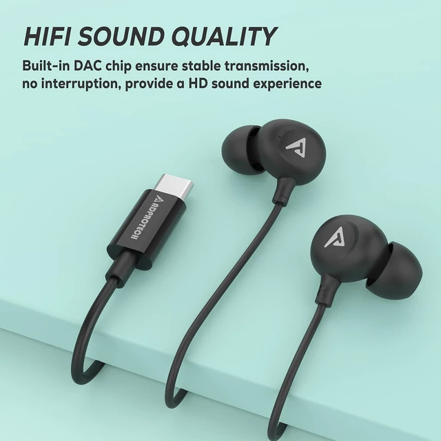 Alt view image 3 of 6 - USB C Headphones for iPhone 16/15 Pro Max Wired Earbuds in-Ear Type C Built-in HD Microphone Volume Control Earphones for Samsung Z Flip 5 4 Galaxy S23 S21 A53 A54 Pixel 8 7 Pro, Black