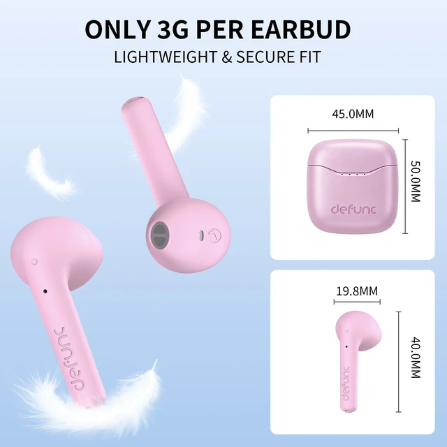 Alt view image 7 of 7 - True LITE II Wireless Earbuds Bluetooth 6.0, Semi in-Ear Headphones with ENC Clear Calls, Low Latency, 20H Playtime, IPX4 Waterproof, Comfortable Fit with AI App Support (Pink)