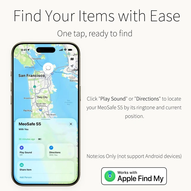 Alt view image 5 of 6 - Apple MFi Certified MeoSafe S5 Personal Safety Alarm & Key Finder Khaki & Brown Dual-Tone,130dB Loud Siren, LED Strobe Light, USB-C Rechargeable, Premium Woven Strap with Copper Buckle