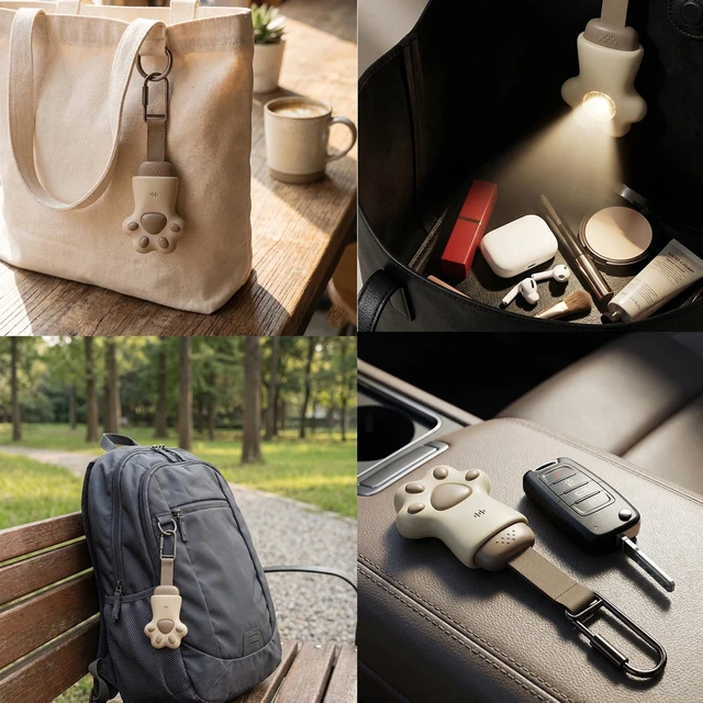 Alt view image 6 of 6 - Apple MFi Certified MeoSafe S5 Personal Safety Alarm & Key Finder Khaki & Brown Dual-Tone,130dB Loud Siren, LED Strobe Light, USB-C Rechargeable, Premium Woven Strap with Copper Buckle
