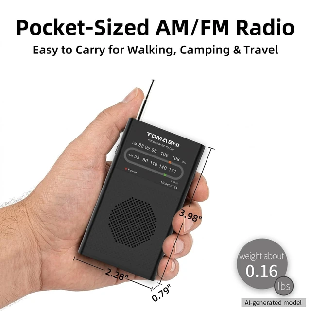 Alt view image 2 of 7 - Portable AM FM Transistor Radio, Battery Operated Pocket Radio Clear reception with a built-in speaker and earphone jack. Compact radio for home, outdoor and emergency use