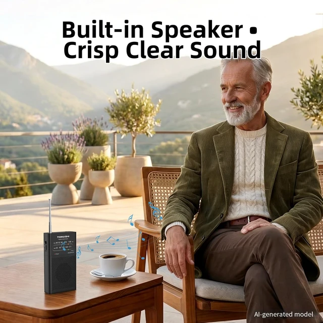 Alt view image 6 of 7 - Portable AM FM Transistor Radio, Battery Operated Pocket Radio Clear reception with a built-in speaker and earphone jack. Compact radio for home, outdoor and emergency use