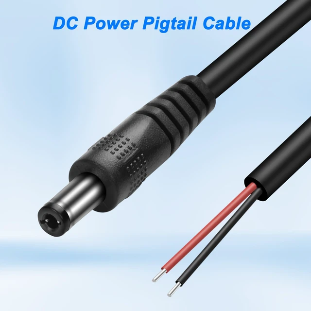 Alt view image 2 of 7 - 5Pack DC 5.5mm x 2.5mm Male Plug to Bare Wire Open End Power Wire Supply 5521 Pigtail Repair Replacement Cable for CCTV Camera, DVR, LED Strip Light - 1M/3.3FT (Male)
