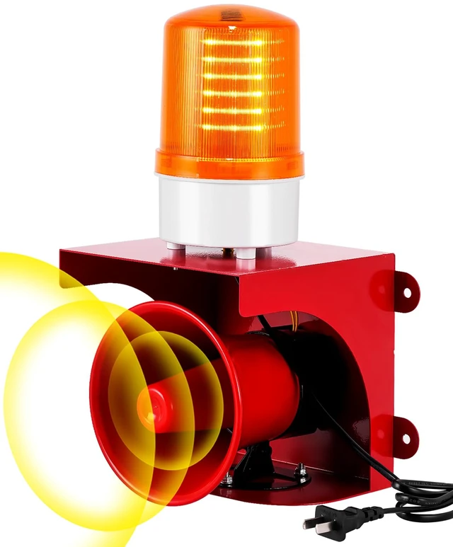 Main image of Industrial Siren Alarm 120dB, Waterproof Outdoor Strobe Warning Light, Siren with Light for Office, Home, Factory, Warehouse, Intruders, Emergency, Tornado, Animal Deterrent 110V