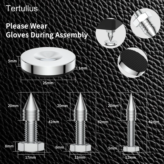 Alt view image 5 of 7 - Stainless Steel Speaker Spike Pads 4Pcs Cone Shock Floor Protector Base Speaker Isolation Stand Feet 25x5mm