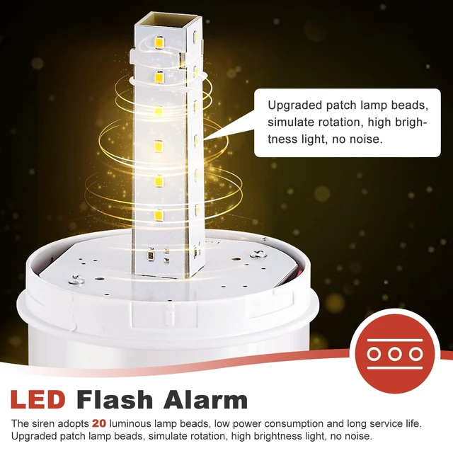 Alt view image 3 of 6 - Industrial Siren Alarm 120dB, Waterproof Outdoor Strobe Warning Light, Siren with Light for Office, Home, Factory, Warehouse, Intruders, Emergency, Tornado, Animal Deterrent 110V