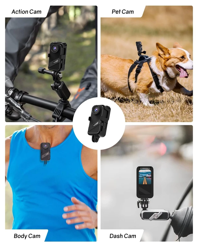 Alt view image 6 of 6 - 4K60FPS Mini Action Camera, HD Thumb Camera with 64G SD Card, POV Portable Body Cam Wearable Video Recorder, IPX8 Waterproof Underwater Camcorder, Helmet Cam for Cycling,Motorcycle, Pet