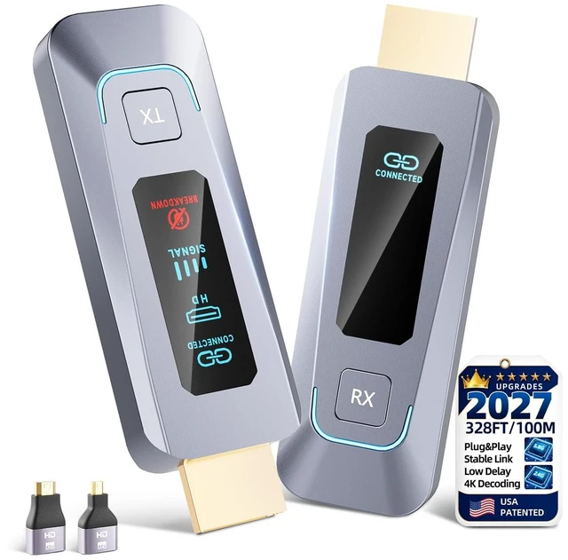 Main image of Wireless HDMI Transmitter and Receiver 4K Decode Input 328FT/100M Extender 1080P@60Hz Ultra HD Output 2.4G/5.8G for Audio and Video to Monitor from Computer/Projector/TV Box (Space Gray)