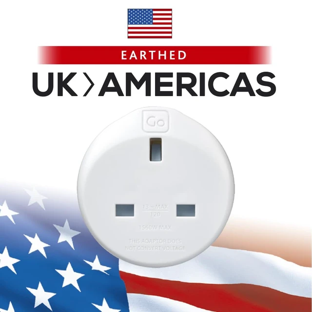 Alt view image 2 of 5 - UK to US Plug Adapter, Travel Adapter Earthed Adapter for Small Electrical Devices, Travel Essentials for UK Travelers to North America