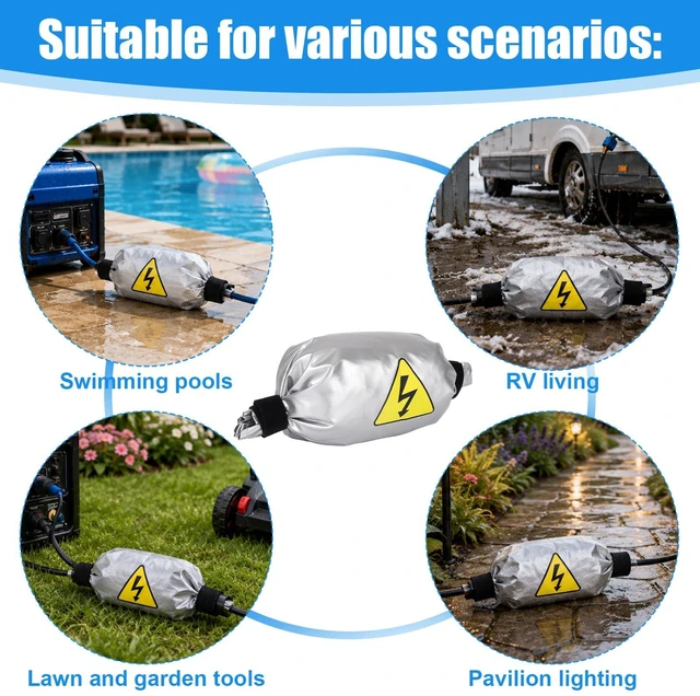 Alt view image 6 of 7 - 3Pcs Waterproof Extension Cord Cover for RV Outdoor, S/M/L Weatherproof Extension Cord Connection Cover Plug Protector Shields from Rain Snow Dirt Sun for Generator Lawn Garden