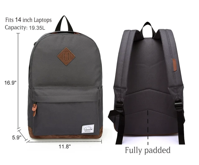 Alt view image 3 of 7 - Backpack for Men Women, Classic Water-resistant Lightweight Travel School Backpack Casual Daypack