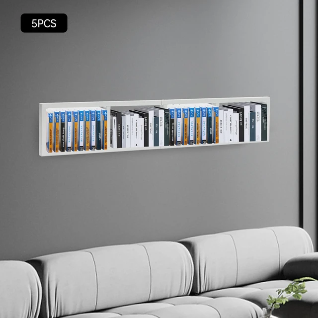 Alt view image 5 of 7 - 5Pcs DVD Shelves Wall Mount Media Storage Rack CD DVD Organizer Metal Shelf 34 Inch Cube Storage Media Shelf and Video Game Organizer, Cube Organizer Shelves Floating Shelves for Wall