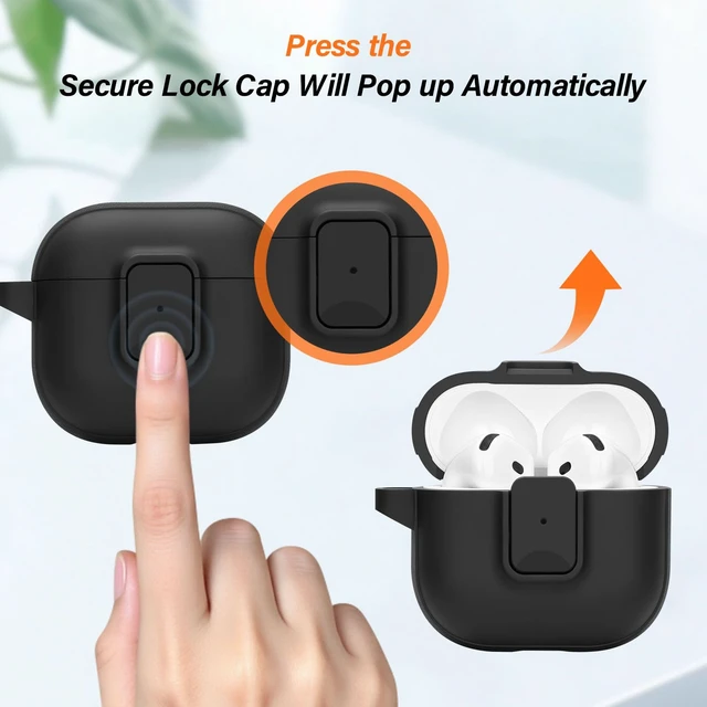 Alt view image 4 of 7 - Case for AirPods 5/4 (2026/2024) with Security Locking, Black for Apple AirPod 5/AirPod 4 Case with Security Locking, Compatible with MagSafe, Full Rugged Protective Cover