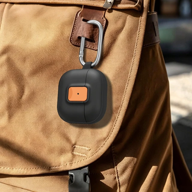 Alt view image 6 of 7 - Case for AirPods 5/4 (2026/2024) with Security Locking, Black Orange for Apple AirPod 5/AirPod 4 Case with Security Locking, Compatible with MagSafe, Full Rugged Protective Cover