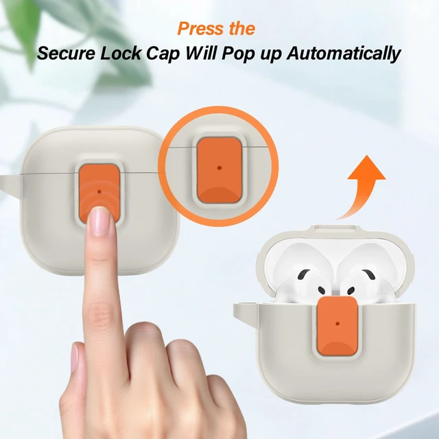 Alt view image 4 of 7 - Case for AirPods 5/4 (2026/2024) with Security Locking, Starlight OR for Apple AirPod 5/AirPod 4 Case with Security Locking, Compatible with MagSafe, Full Rugged Protective Cover