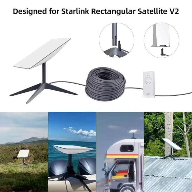 Alt view image 2 of 6 - Starlink Satellite Replacement Cable for Starlink Rectangular Satellite V2, 200FT Starlink Cable Extension Waterproof(200FT/61M)
